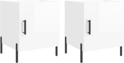 vidaXL - Nachtkastjes - 2 - st - 40x40x50 - cm - bewerkt - hout - hoogglans - wit