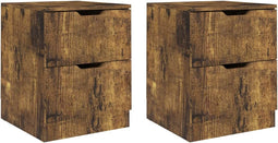 vidaXL - Nachtkastjes - 2 - st - 40x40x50 - cm - bewerkt - hout - gerookt - eikenkleurig