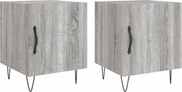 vidaXL - Nachtkastjes - 2 - st - 40x40x50 - cm - bewerkt - hout - grijs - sonoma - eiken