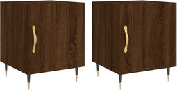 vidaXL - Nachtkastjes - 2 - st - 40x40x50 - cm - bewerkt - hout - bruin - eikenkleur