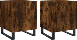 vidaXL - Nachtkastjes - 2 - st - 40x40x50 - cm - bewerkt - hout - gerookt - eikenkleurig