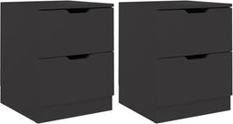 vidaXL - Nachtkastjes - 2 - st - 40x40x50 - cm - bewerkt - hout - zwart