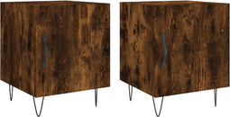 vidaXL - Nachtkastjes - 2 - st - 40x40x50 - cm - bewerkt - hout - gerookt - eikenkleurig