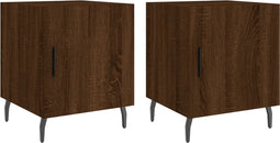 vidaXL - Nachtkastjes - 2 - st - 40x40x50 - cm - bewerkt - hout - bruin - eikenkleur