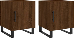 vidaXL - Nachtkastjes - 2 - st - 40x40x50 - cm - bewerkt - hout - bruin - eikenkleur