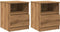 vidaXL - Nachtkastjes - 2 - st - 40x40x50 - cm - bewerkt - hout - artisanaal - eiken