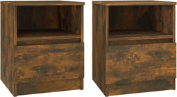 vidaXL - Nachtkastjes - 2 - st - 40x40x50 - cm - bewerkt - hout - gerookt - eikenkleurig