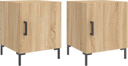vidaXL - Nachtkastjes - 2 - st - 40x40x50 - cm - bewerkt - hout - sonoma - eikenkleurig