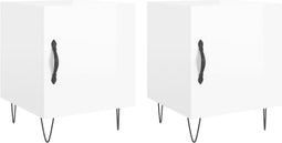 vidaXL - Nachtkastjes - 2 - st - 40x40x50 - cm - bewerkt - hout - hoogglans - wit