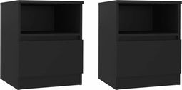 vidaXL - Nachtkastjes - 2 - st - 40x40x50 - cm - bewerkt - hout - zwart