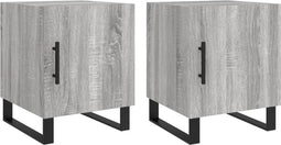 vidaXL - Nachtkastjes - 2 - st - 40x40x50 - cm - bewerkt - hout - grijs - sonoma - eiken