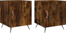 vidaXL - Nachtkastjes - 2 - st - 40x40x50 - cm - bewerkt - hout - gerookt - eikenkleurig