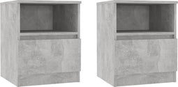vidaXL - Nachtkastjes - 2 - st - 40x40x50 - cm - bewerkt - hout - betongrijs