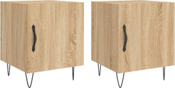 vidaXL - Nachtkastjes - 2 - st - 40x40x50 - cm - bewerkt - hout - sonoma - eikenkleurig