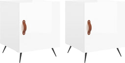 vidaXL - Nachtkastjes - 2 - st - 40x40x50 - cm - bewerkt - hout - hoogglans - wit