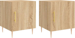 vidaXL - Nachtkastjes - 2 - st - 40x40x50 - cm - bewerkt - hout - sonoma - eikenkleurig