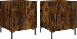 vidaXL - Nachtkastjes - 2 - st - 40x40x50 - cm - bewerkt - hout - gerookt - eikenkleurig