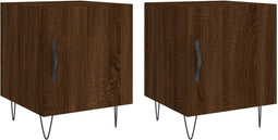 vidaXL - Nachtkastjes - 2 - st - 40x40x50 - cm - bewerkt - hout - bruin - eikenkleur