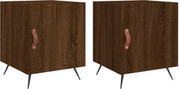 vidaXL - Nachtkastjes - 2 - st - 40x40x50 - cm - bewerkt - hout - bruin - eikenkleur