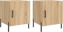 vidaXL - Nachtkastjes - 2 - st - 40x40x50 - cm - bewerkt - hout - sonoma - eikenkleurig