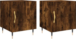 vidaXL - Nachtkastjes - 2 - st - 40x40x50 - cm - bewerkt - hout - gerookt - eikenkleurig