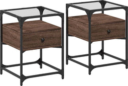 vidaXL - Nachtkastjes - 2 - st - 40x40x55 - cm - bewerkt - hout - bruin - eikenkleurig