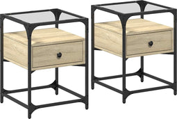 vidaXL - Nachtkastjes - 2 - st - 40x40x55 - cm - bewerkt - hout - sonoma - eikenkleurig