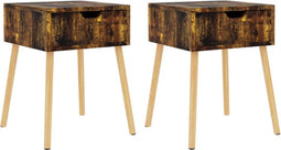 vidaXL - Nachtkastjes - 2 - st - 40x40x56 - cm - bewerkt - hout - gerookt - eikenkleurig