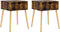 vidaXL - Nachtkastjes - 2 - st - 40x40x56 - cm - bewerkt - hout - gerookt - eikenkleurig