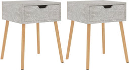 vidaXL - Nachtkastjes - 2 - st - 40x40x56 - cm - bewerkt - hout - betongrijs