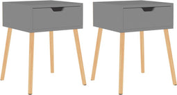 vidaXL - Nachtkastjes - 2 - st - 40x40x56 - cm - bewerkt - hout - grijs