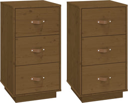 vidaXL - Nachtkastjes - 2 - st - 40x40x75 - cm - massief - grenenhout - honingbruin