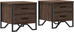 vidaXL - Nachtkastjes - 2 - st - 40x41x40 - cm - bewerkt - hout - bruin - eikenkleurig