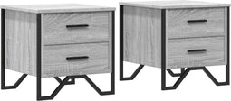 vidaXL - Nachtkastjes - 2 - st - 40x41x40 - cm - bewerkt - hout - grijs - sonoma - eiken