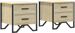 vidaXL - Nachtkastjes - 2 - st - 40x41x40 - cm - bewerkt - hout - sonoma - eikenkleurig