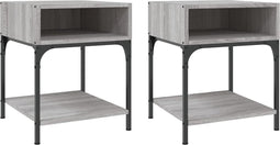 vidaXL - Nachtkastjes - 2 - st - 40x41x50 - cm - bewerkt - hout - grijs - sonoma - eiken