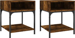 vidaXL - Nachtkastjes - 2 - st - 40x41x50 - cm - bewerkt - hout - gerookt - eikenkleurig