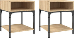 vidaXL - Nachtkastjes - 2 - st - 40x41x50 - cm - bewerkt - hout - sonoma - eikenkleurig