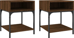 vidaXL - Nachtkastjes - 2 - st - 40x41x50 - cm - bewerkt - hout - bruin - eikenkleur