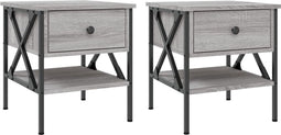 vidaXL - Nachtkastjes - 2 - st - 40x42x45 - cm - bewerkt - hout - grijs - sonoma - eiken