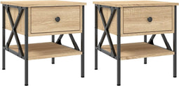 vidaXL - Nachtkastjes - 2 - st - 40x42x45 - cm - bewerkt - hout - sonoma - eikenkleurig