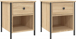 vidaXL - Nachtkastjes - 2 - st - 40x42x50 - cm - bewerkt - hout - sonoma - eikenkleurig