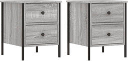 vidaXL - Nachtkastjes - 2 - st - 40x42x50 - cm - bewerkt - hout - grijs - sonoma - eiken