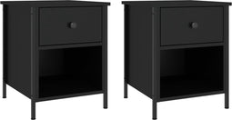 vidaXL - Nachtkastjes - 2 - st - 40x42x50 - cm - bewerkt - hout - zwart