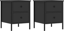 vidaXL - Nachtkastjes - 2 - st - 40x42x50 - cm - bewerkt - hout - zwart