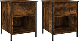 vidaXL - Nachtkastjes - 2 - st - 40x42x50 - cm - bewerkt - hout - gerookt - eikenkleurig