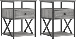 vidaXL - Nachtkastjes - 2 - st - 40x42x55 - cm - bewerkt - hout - grijs - sonoma - eiken