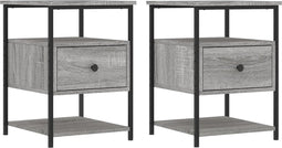 vidaXL - Nachtkastjes - 2 - st - 40x42x56 - cm - bewerkt - hout - grijs - sonoma - eiken