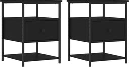 vidaXL - Nachtkastjes - 2 - st - 40x42x56 - cm - bewerkt - hout - zwart