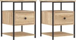 vidaXL - Nachtkastjes - 2 - st - 40x42x56 - cm - bewerkt - hout - sonoma - eikenkleurig